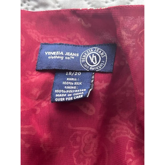 Venezia Silk Midi Dress Paisley Red Twist Front Plus Size 18/20 Lined - Picture 6 of 9